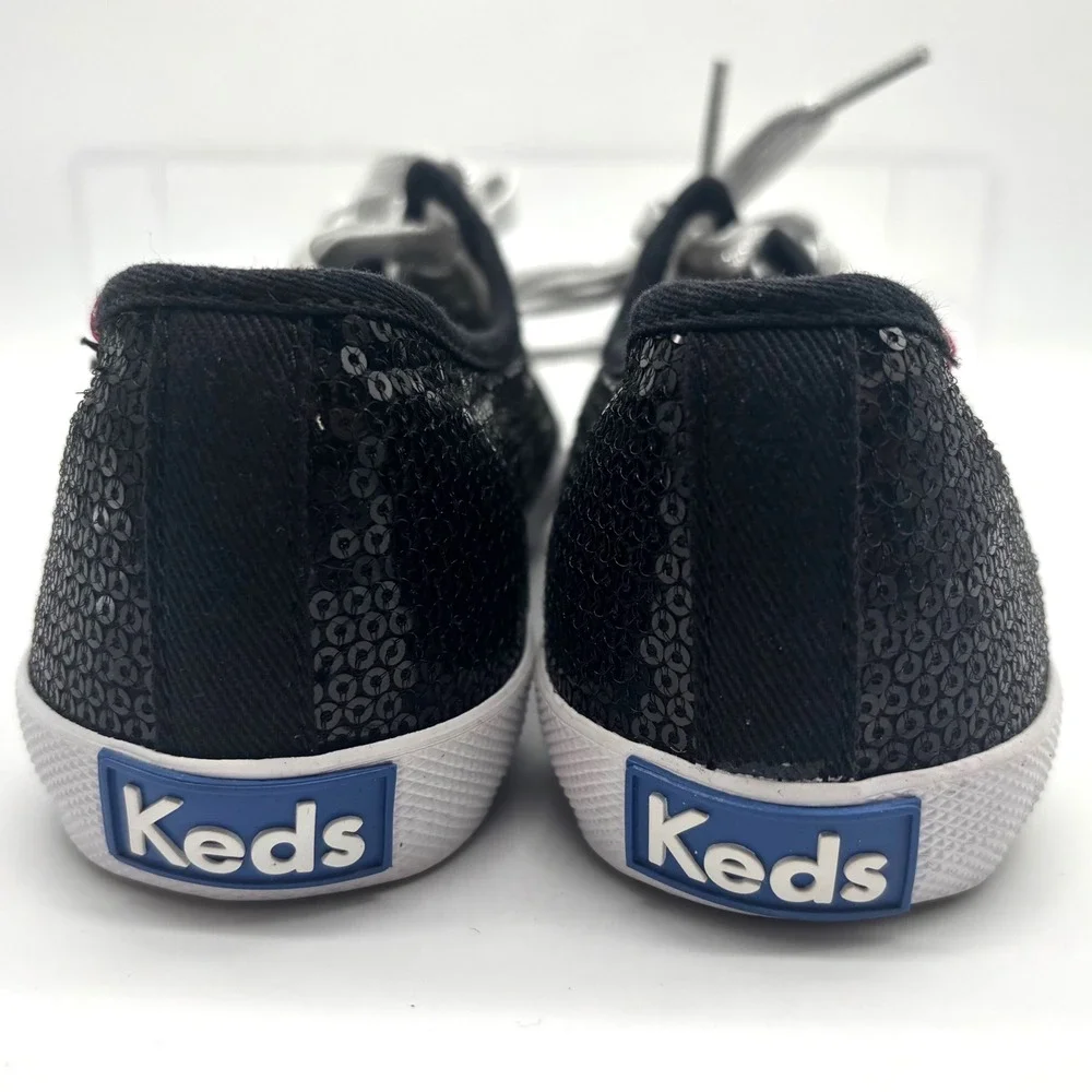 Keds Celeb LTT Black Sequin Low Top Sneakers Kids Size 13M KY45830 Silver